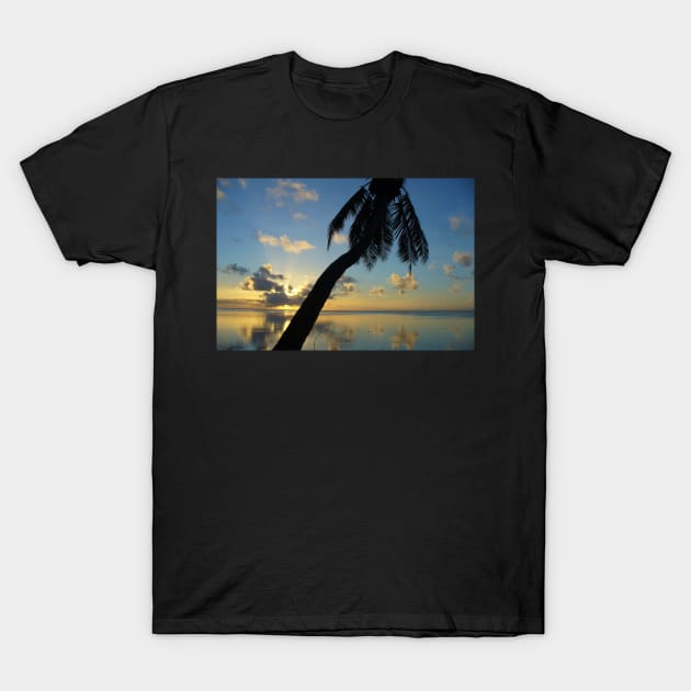 Peaceful Blue Palm Tree Sunset T-Shirt by KaSaPo